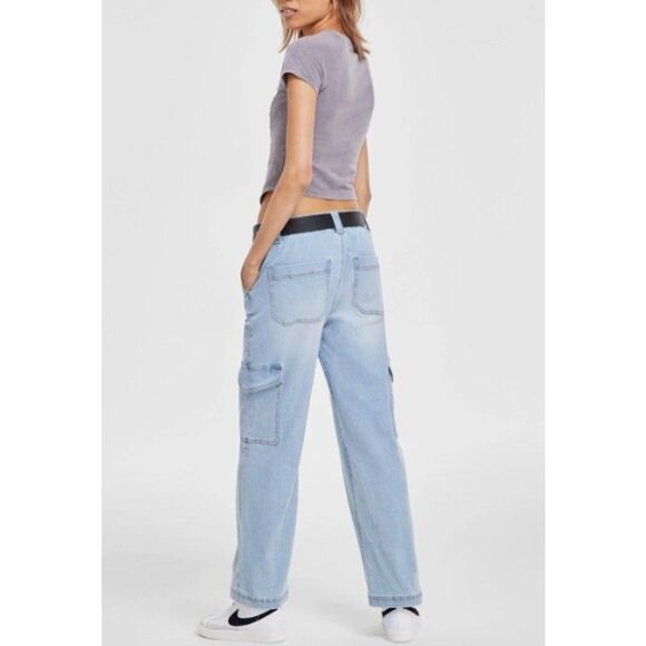 Just Polly Grey Crew neck Ruched-Front Baby Tee T-Shirt size M  Brooklyn casual - Picture 5 of 11